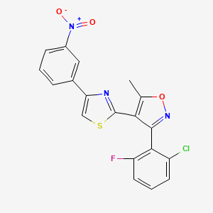 molecular formula C19H11ClFN3O3S B2987678 3-(2-Chloro-6-fluorophenyl)-5-methyl-4-[4-(3-nitrophenyl)-1,3-thiazol-2-yl]-1,2-oxazole CAS No. 287176-94-7