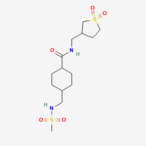 molecular formula C14H26N2O5S2 B2987687 N-((1,1-dioxidotetrahydrothiophen-3-yl)methyl)-4-(methylsulfonamidomethyl)cyclohexanecarboxamide CAS No. 1219904-45-6