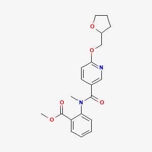 molecular formula C20H22N2O5 B2987709 methyl 2-(N-methyl-6-((tetrahydrofuran-2-yl)methoxy)nicotinamido)benzoate CAS No. 2034428-96-9