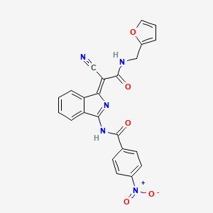 B2987715 (Z)-N-(1-(1-cyano-2-((furan-2-ylmethyl)amino)-2-oxoethylidene)-1H-isoindol-3-yl)-4-nitrobenzamide CAS No. 885181-11-3