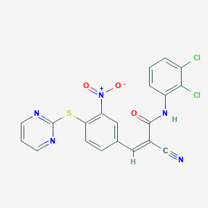 (Z)-2-Cyano-N-(2,3-dichlorophenyl)-3-(3-nitro-4-pyrimidin-2-ylsulfanylphenyl)prop-2-enamide