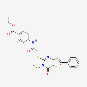 Ethyl 4-(2-((3-ethyl-4-oxo-6-phenyl-3,4-dihydrothieno[3,2-d]pyrimidin-2-yl)thio)acetamido)benzoate