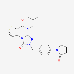 molecular formula C22H23N5O3S B2987752 4-ISOBUTYL-2-[4-(2-OXO-1-PYRROLIDINYL)BENZYL]-2,4-DIHYDROTHIENO[2,3-E][1,2,4]TRIAZOLO[4,3-A]PYRIMIDINE-1,5-DIONE CAS No. 1358602-83-1