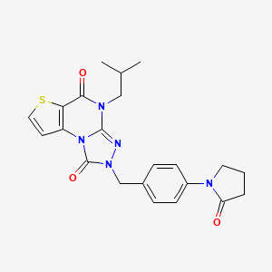 8-(2-Methylpropyl)-11-[[4-(2-oxopyrrolidin-1-yl)phenyl]methyl]-5-thia-1,8,10,11-tetrazatricyclo[7.3.0.02,6]dodeca-2(6),3,9-triene-7,12-dione