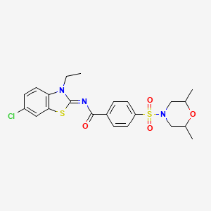 molecular formula C22H24ClN3O4S2 B2987763 (Z)-N-(6-chloro-3-ethylbenzo[d]thiazol-2(3H)-ylidene)-4-((2,6-dimethylmorpholino)sulfonyl)benzamide CAS No. 850910-03-1