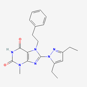 8-(3,5-Diethylpyrazolyl)-3-methyl-7-(2-phenylethyl)-1,3,7-trihydropurine-2,6-d ione