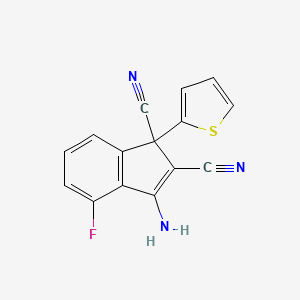 molecular formula C15H8FN3S B2987814 3-amino-4-fluoro-1-(2-thienyl)-1H-indene-1,2-dicarbonitrile CAS No. 306976-62-5