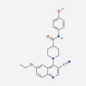 molecular formula C25H26N4O3 B2987822 5-{[(4-cyclohexylphenyl)sulfonyl]amino}-2-piperazin-1-yl-N-propylnicotinamide CAS No. 1226430-10-9