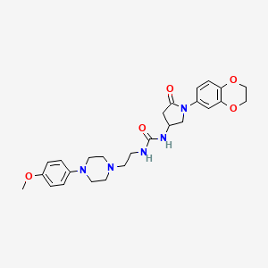 molecular formula C26H33N5O5 B2987838 1-(1-(2,3-Dihydrobenzo[b][1,4]dioxin-6-yl)-5-oxopyrrolidin-3-yl)-3-(2-(4-(4-methoxyphenyl)piperazin-1-yl)ethyl)urea CAS No. 894041-64-6