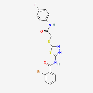 molecular formula C17H12BrFN4O2S2 B2987842 2-bromo-N-(5-((2-((4-fluorophenyl)amino)-2-oxoethyl)thio)-1,3,4-thiadiazol-2-yl)benzamide CAS No. 392297-58-4