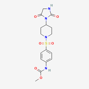 molecular formula C16H20N4O6S B2987884 Methyl (4-((4-(2,5-dioxoimidazolidin-1-yl)piperidin-1-yl)sulfonyl)phenyl)carbamate CAS No. 2320209-28-5