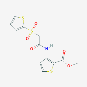 molecular formula C12H11NO5S3 B2987893 Methyl 3-{[(2-thienylsulfonyl)acetyl]amino}thiophene-2-carboxylate CAS No. 1021046-60-5