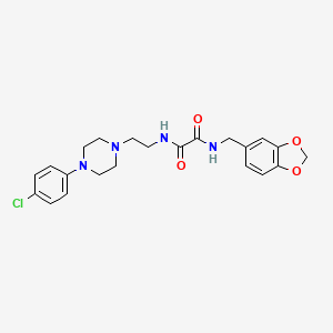 molecular formula C22H25ClN4O4 B2987894 N1-(benzo[d][1,3]dioxol-5-ylmethyl)-N2-(2-(4-(4-chlorophenyl)piperazin-1-yl)ethyl)oxalamide CAS No. 1049577-29-8
