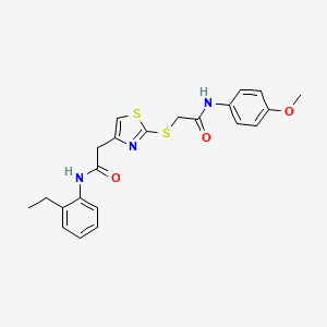 molecular formula C22H23N3O3S2 B2987902 N-(2-ethylphenyl)-2-(2-((2-((4-methoxyphenyl)amino)-2-oxoethyl)thio)thiazol-4-yl)acetamide CAS No. 941892-73-5