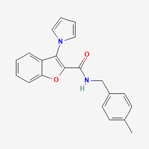 molecular formula C21H18N2O2 B2987911 N-(4-methylbenzyl)-3-(1H-pyrrol-1-yl)-1-benzofuran-2-carboxamide CAS No. 866018-37-3