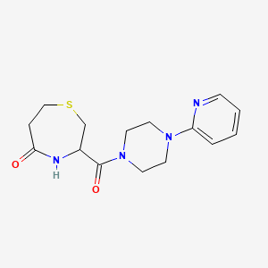 molecular formula C15H20N4O2S B2987914 3-(4-(Pyridin-2-yl)piperazine-1-carbonyl)-1,4-thiazepan-5-one CAS No. 1396554-91-8