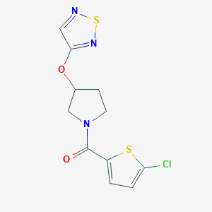 molecular formula C11H10ClN3O2S2 B2987915 3-{[1-(5-Chlorothiophene-2-carbonyl)pyrrolidin-3-yl]oxy}-1,2,5-thiadiazole CAS No. 2097897-94-2