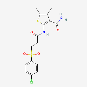 2-[3-(4-Chlorophenyl)sulfonylpropanoylamino]-4,5-dimethylthiophene-3-carboxamide