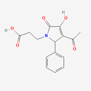 molecular formula C15H15NO5 B2987976 3-(3-Acetyl-4-hydroxy-5-oxo-2-phenyl-2,5-dihydro-pyrrol-1-yl)-propionic acid CAS No. 371232-66-5
