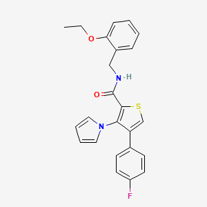 molecular formula C24H21FN2O2S B2988087 N-(2-ethoxybenzyl)-4-(4-fluorophenyl)-3-(1H-pyrrol-1-yl)thiophene-2-carboxamide CAS No. 1291854-50-6