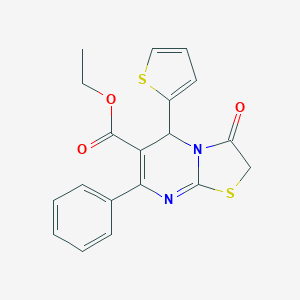 molecular formula C19H16N2O3S2 B298810 ethyl 3-oxo-7-phenyl-5-(2-thienyl)-2,3-dihydro-5H-[1,3]thiazolo[3,2-a]pyrimidine-6-carboxylate 