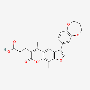 B2988199 3-[3-(3,4-dihydro-2H-1,5-benzodioxepin-7-yl)-5,9-dimethyl-7-oxo-7H-furo[3,2-g]chromen-6-yl]propanoic acid CAS No. 1190298-09-9