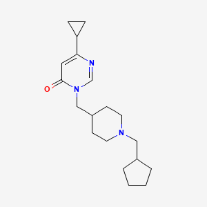 B2988218 3-{[1-(Cyclopentylmethyl)piperidin-4-yl]methyl}-6-cyclopropyl-3,4-dihydropyrimidin-4-one CAS No. 2175978-59-1