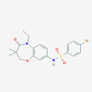 molecular formula C19H21BrN2O4S B2988238 4-bromo-N-(5-ethyl-3,3-dimethyl-4-oxo-2,3,4,5-tetrahydrobenzo[b][1,4]oxazepin-8-yl)benzenesulfonamide CAS No. 922093-94-5