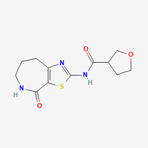 molecular formula C12H15N3O3S B2988344 N-(4-oxo-5,6,7,8-tetrahydro-4H-thiazolo[5,4-c]azepin-2-yl)tetrahydrofuran-3-carboxamide CAS No. 1797027-82-7