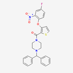 molecular formula C28H24FN3O4S B2988375 (4-Benzhydrylpiperazino)[3-(4-fluoro-2-nitrophenoxy)-2-thienyl]methanone CAS No. 306977-54-8