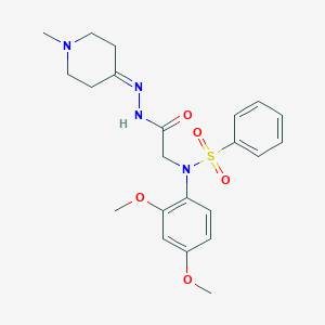 molecular formula C22H28N4O5S B298845 N-(2,4-DIMETHOXYPHENYL)-N-{[N'-(1-METHYLPIPERIDIN-4-YLIDENE)HYDRAZINECARBONYL]METHYL}BENZENESULFONAMIDE 