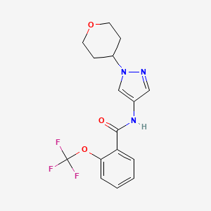 molecular formula C16H16F3N3O3 B2988450 N-[1-(oxan-4-yl)-1H-pyrazol-4-yl]-2-(trifluoromethoxy)benzamide CAS No. 1796948-55-4