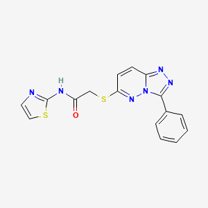 molecular formula C16H12N6OS2 B2988452 2-((3-phenyl-[1,2,4]triazolo[4,3-b]pyridazin-6-yl)thio)-N-(thiazol-2-yl)acetamide CAS No. 852372-77-1