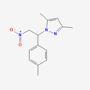molecular formula C14H17N3O2 B2988453 3,5-Dimethyl-1-[1-(4-methylphenyl)-2-nitroethyl]pyrazole CAS No. 956920-82-4