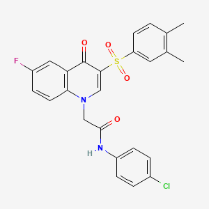 molecular formula C25H20ClFN2O4S B2988472 N-(4-chlorophenyl)-2-[3-(3,4-dimethylphenyl)sulfonyl-6-fluoro-4-oxoquinolin-1-yl]acetamide CAS No. 872207-53-9