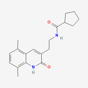 molecular formula C19H24N2O2 B2988496 N-(2-(5,8-dimethyl-2-oxo-1,2-dihydroquinolin-3-yl)ethyl)cyclopentanecarboxamide CAS No. 851406-59-2