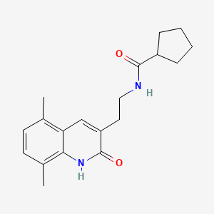 N-(2-(5,8-dimethyl-2-oxo-1,2-dihydroquinolin-3-yl)ethyl)cyclopentanecarboxamide