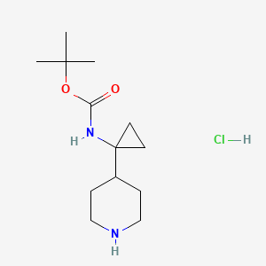 molecular formula C13H25ClN2O2 B2988533 Tert-butyl N-(1-piperidin-4-ylcyclopropyl)carbamate;hydrochloride CAS No. 2229328-10-1