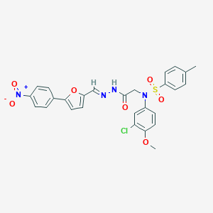molecular formula C27H23ClN4O7S B298854 N-(3-CHLORO-4-METHOXY-PHENYL)-4-METHYL-N-[1-[5-(4-NITRO-PHENYL)-FURAN-2-YL]-METH-(E)-YLIDENE-HYDRAZINOCARBONYLMETHYL]-BENZENESULFONAMIDE 