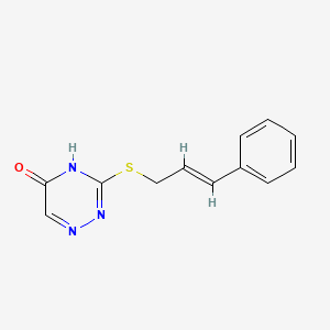 molecular formula C12H11N3OS B2988562 3-(cinnamylthio)-1,2,4-triazin-5(4H)-one CAS No. 1321704-14-6