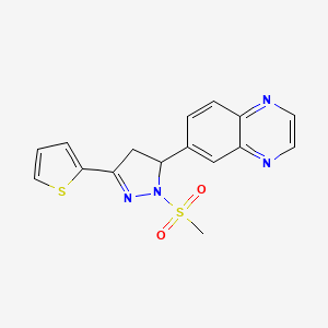 6-(1-(methylsulfonyl)-3-(thiophen-2-yl)-4,5-dihydro-1H-pyrazol-5-yl)quinoxaline