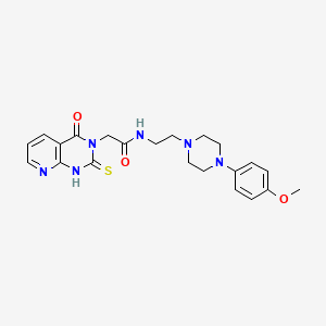 molecular formula C22H26N6O3S B2988608 N-(2-(4-(4-methoxyphenyl)piperazin-1-yl)ethyl)-2-(4-oxo-2-thioxo-1,2-dihydropyrido[2,3-d]pyrimidin-3(4H)-yl)acetamide CAS No. 688793-76-2