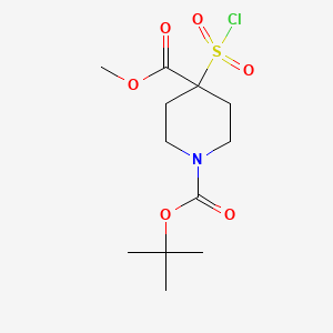 molecular formula C12H20ClNO6S B2988620 1-O-Tert-butyl 4-O-methyl 4-chlorosulfonylpiperidine-1,4-dicarboxylate CAS No. 2287316-75-8