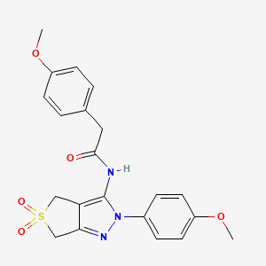 molecular formula C21H21N3O5S B2988625 2-(4-methoxyphenyl)-N-(2-(4-methoxyphenyl)-5,5-dioxido-4,6-dihydro-2H-thieno[3,4-c]pyrazol-3-yl)acetamide CAS No. 450338-19-9