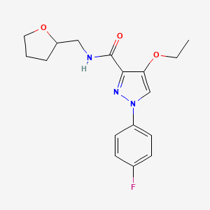 molecular formula C17H20FN3O3 B2988627 4-ethoxy-1-(4-fluorophenyl)-N-((tetrahydrofuran-2-yl)methyl)-1H-pyrazole-3-carboxamide CAS No. 1170402-42-2