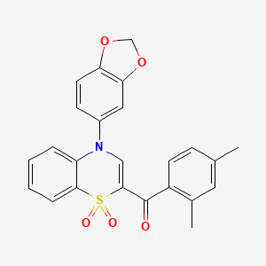 molecular formula C24H19NO5S B2988628 [4-(1,3-benzodioxol-5-yl)-1,1-dioxido-4H-1,4-benzothiazin-2-yl](2,4-dimethylphenyl)methanone CAS No. 1114852-57-1