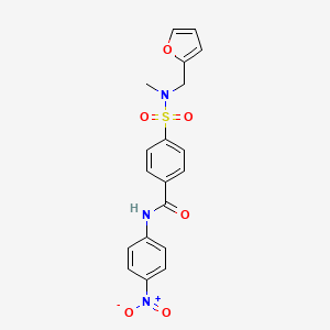 molecular formula C19H17N3O6S B2988629 4-[furan-2-ylmethyl(methyl)sulfamoyl]-N-(4-nitrophenyl)benzamide CAS No. 899735-23-0