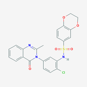 molecular formula C23H18ClN3O5S B2988630 N-(2-chloro-5-(2-methyl-4-oxoquinazolin-3(4H)-yl)phenyl)-2,3-dihydrobenzo[b][1,4]dioxine-6-sulfonamide CAS No. 899758-45-3