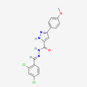 (E)-N'-(2,4-dichlorobenzylidene)-3-(4-methoxyphenyl)-1H-pyrazole-5-carbohydrazide