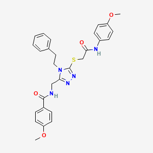 4-methoxy-N-((5-((2-((4-methoxyphenyl)amino)-2-oxoethyl)thio)-4-phenethyl-4H-1,2,4-triazol-3-yl)methyl)benzamide